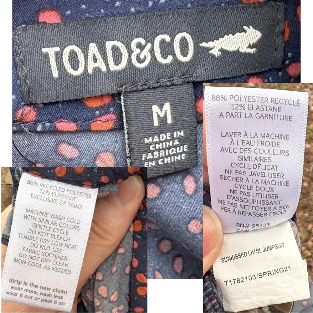 Toad&Co Sunkissed Liv SL Jumpsuit In Blue & Orange Sz M - Picture 3 of 15